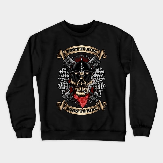 biker skull Crewneck Sweatshirt by YulsArtwork